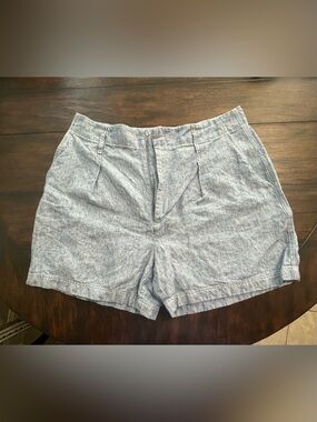 Lauren Ralph Lauren Women's Shorts Size 14 High Rise Flat Front Linen Chambray